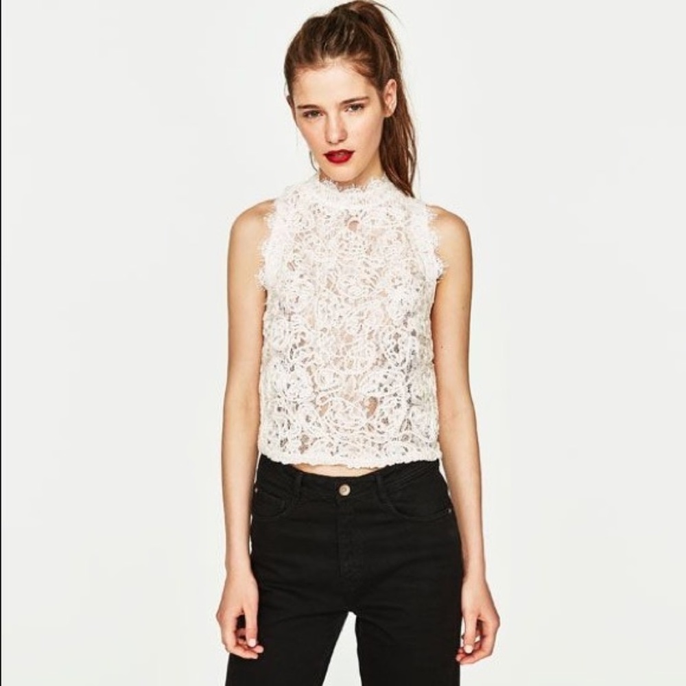 Zara Lace Zip Up Tank